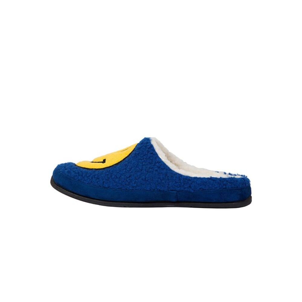 DEER STAGS Mens Blue Smiley Face Cushioned Round Toe Slip On Slippers 7 M